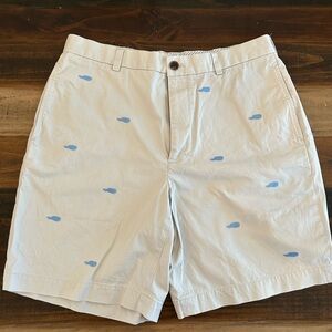 Brooks Brothers Cream and Blue Flat Front Shorts